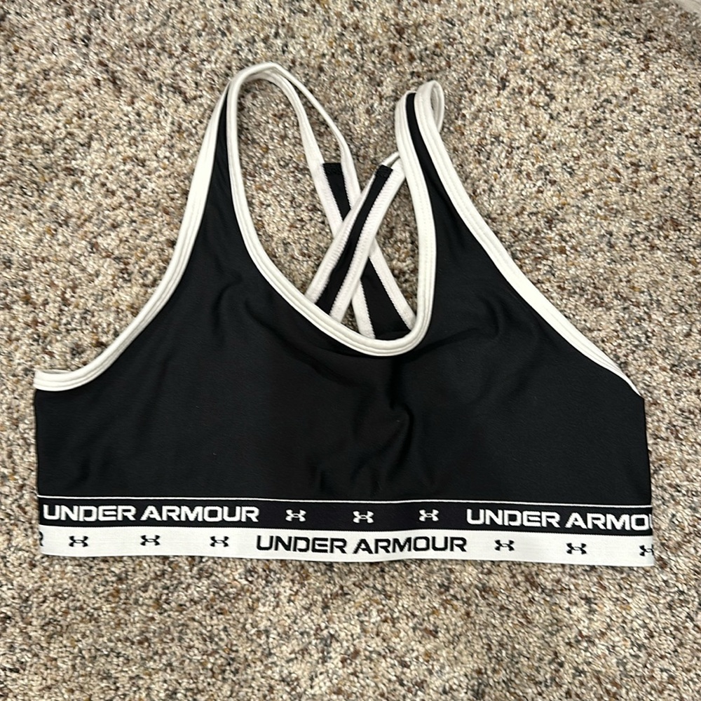 Under Armour Sports Bra-Black/White-Youth XL
